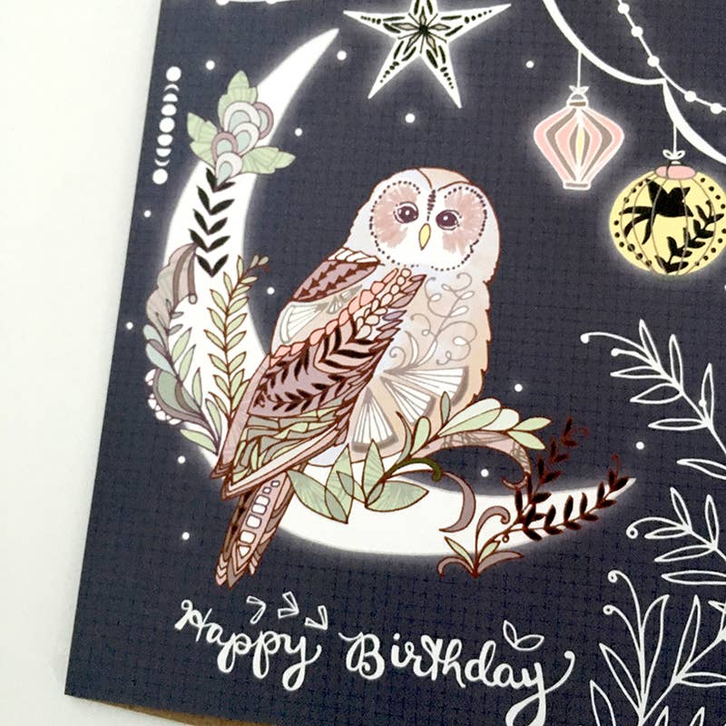 Lantern Owl Birthday Card | Cindy LaColla