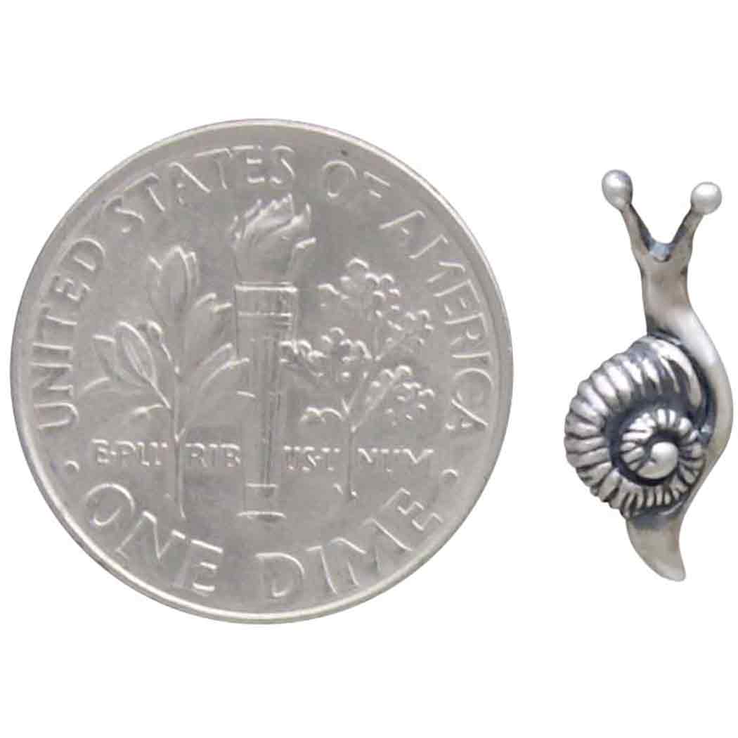 Tiny Snail Post Earrings | Sterling Silver or Golden Bronze