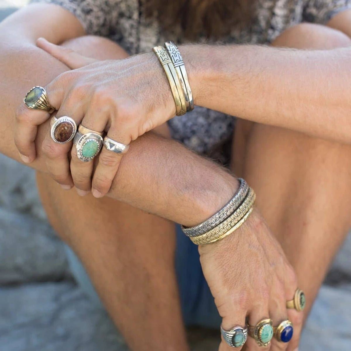 Flower of Life Cuff | Brass or Indian Silver | Bahgsu Jewels