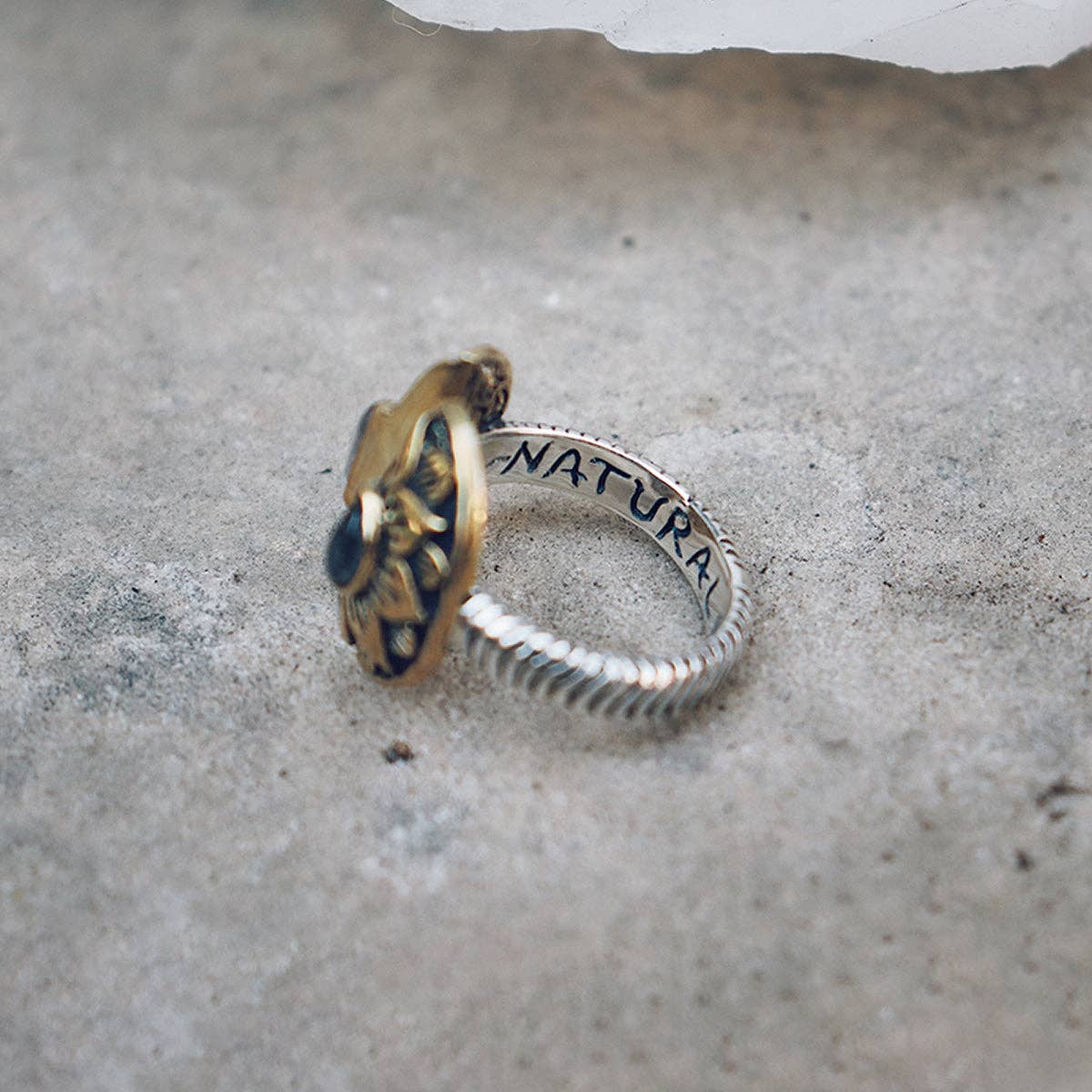 Natural Mystic Ring | Moonstone, Sterling Silver with Brass | Bahgsu Jewels