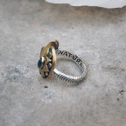 Natural Mystic Ring | Moonstone, Sterling Silver with Brass | Bahgsu Jewels