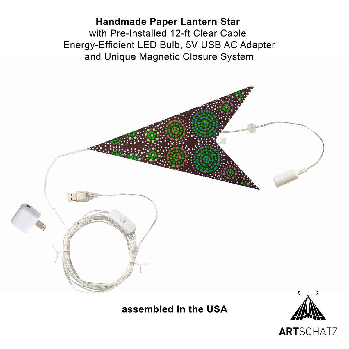 Kaleidoscope | 7 Point 23" Green/Multicoloured | Paper Star Light