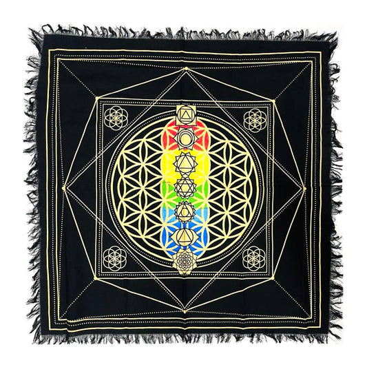 Chakra Flower of Life | Sacred Geometry Altar Cloth