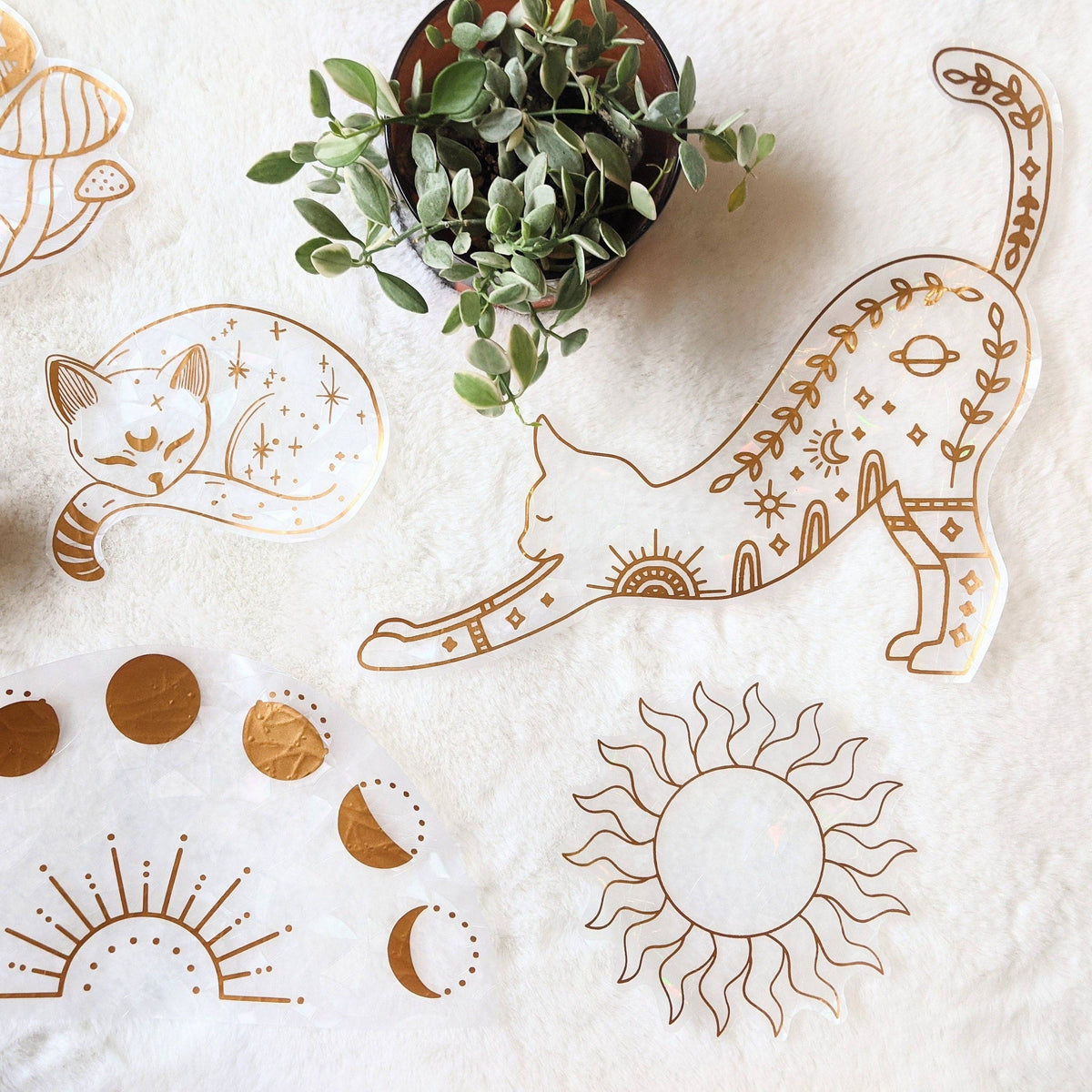 Celestial Cat Rainbow Suncatcher | Reusable Window Cling