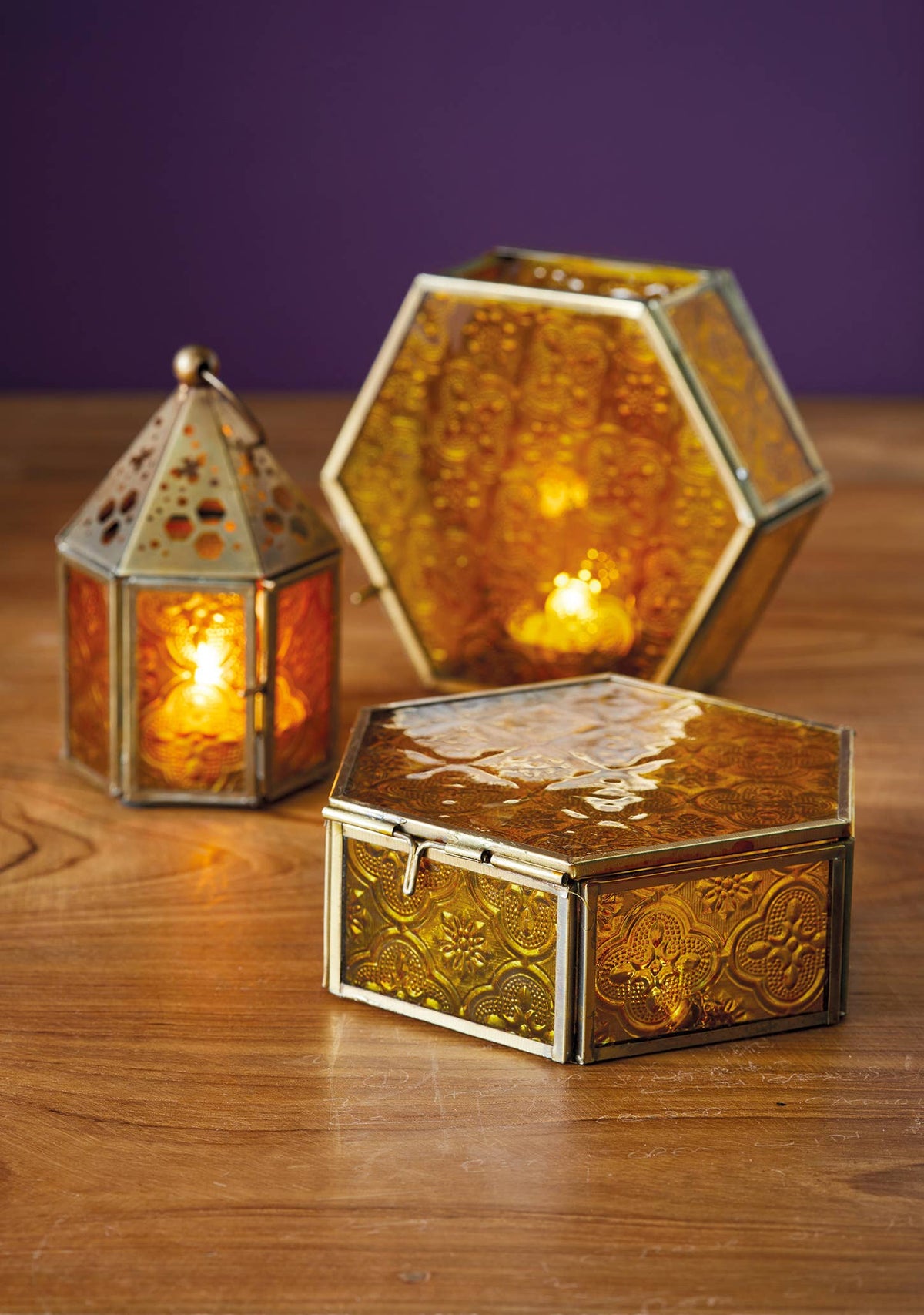 Hexagon Jewelry Box | Glass & Brass Keepsake Storage