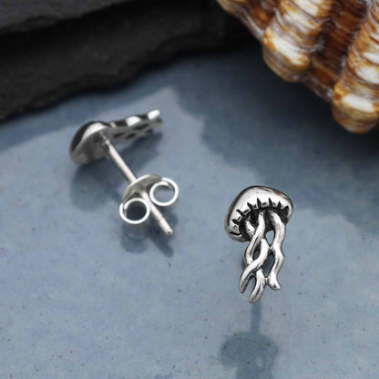 Jellyfish Post Earrings | Sterling Silver or Golden Bronze