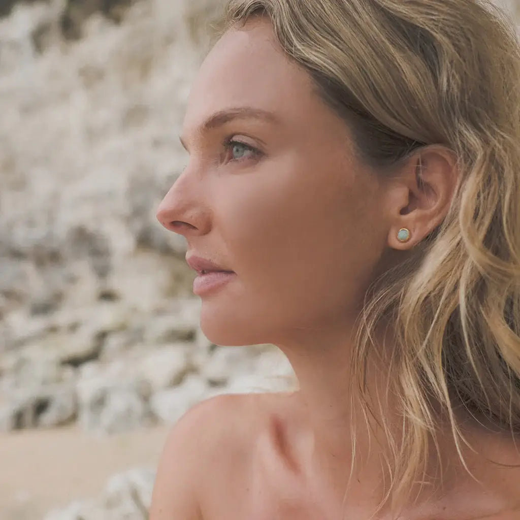 Sunbeam Stud | Larimar, Sterling Silver | Bahgsu Jewels