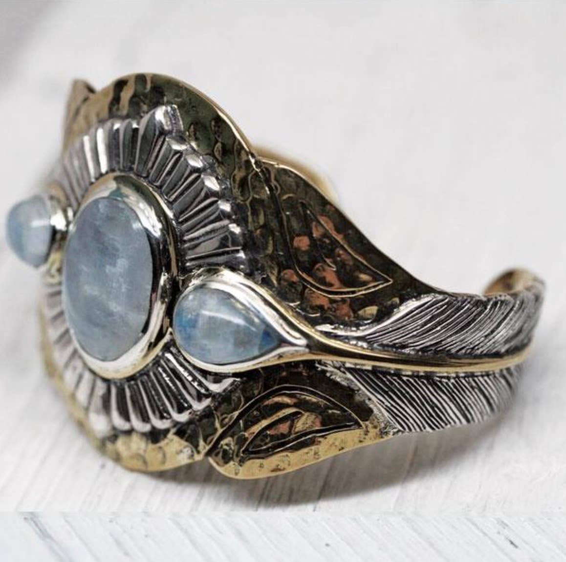Rebirth Cuff | Moonstone, Sterling Silver & Brass | Bahgsu Jewels
