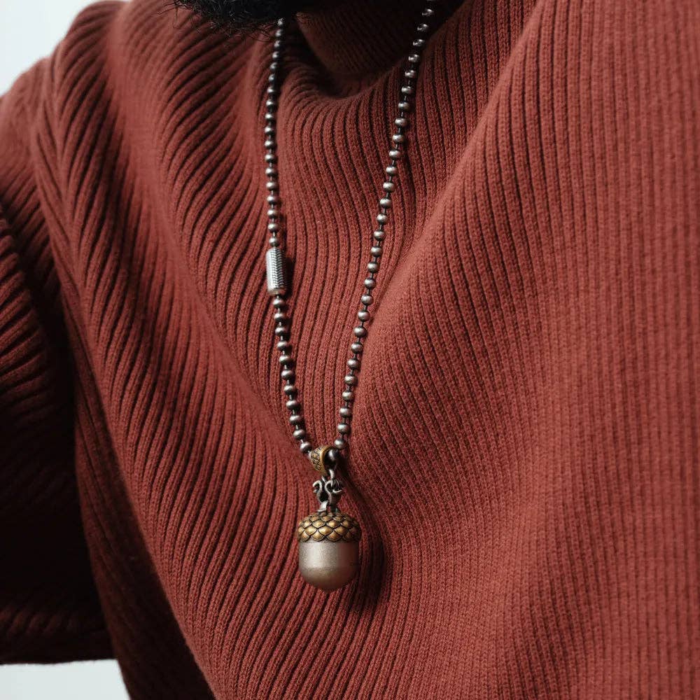 Acorn Capsule Pendant | Brass & White Bronze | Coppertist.Wu