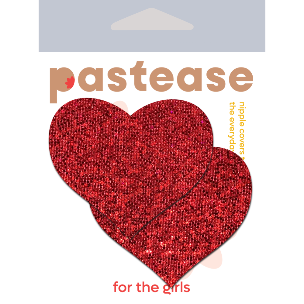 Red Glitter Heart Pasties | Festival Body Embellishment