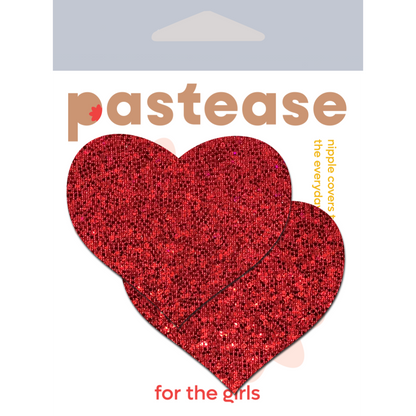 Red Glitter Heart Pasties | Festival Body Embellishment