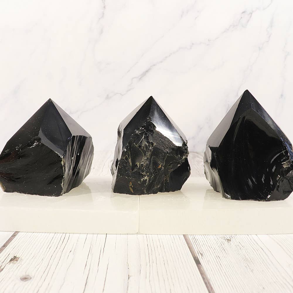 Black Obsidian Natural Base | Polished Protection Stone