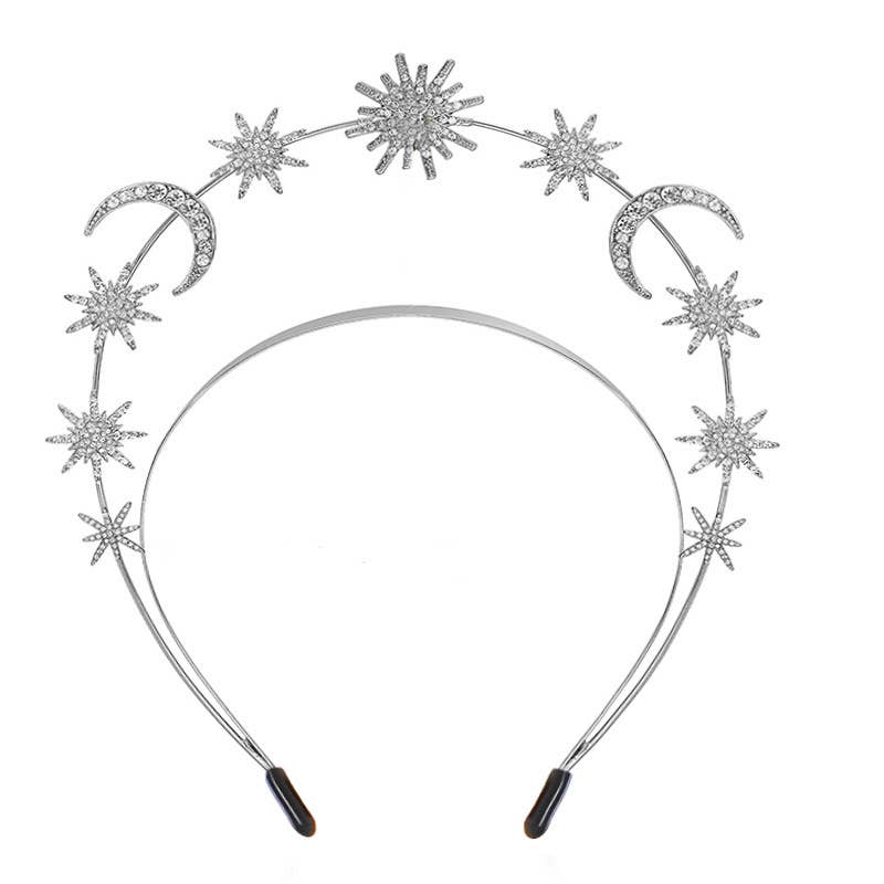 Sun Moon Stars Goddess Crown Halo | Celestial Crystal Headpiece