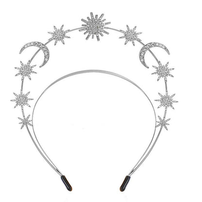 Sun Moon Stars Goddess Crown Halo | Celestial Crystal Headpiece