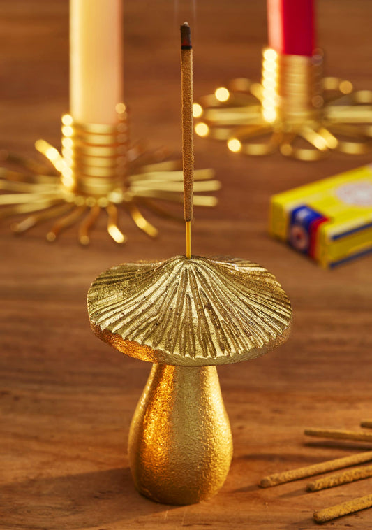 Mushroom Incense Holder | Brass-Finish Aluminum