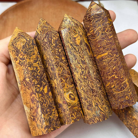 Golden Silk Jade Tower | Crystal for Prosperity & Protection