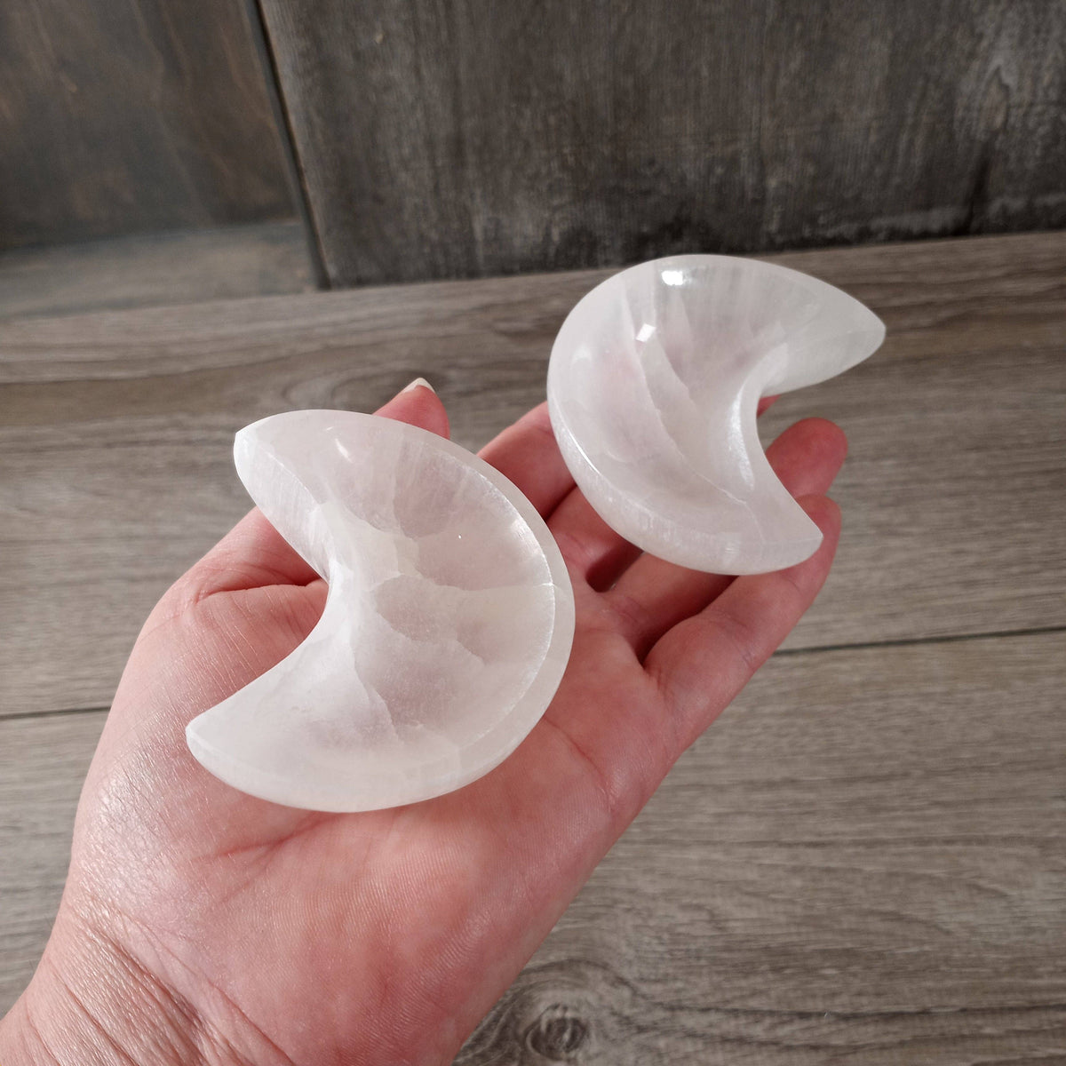 Selenite Heart & Moon Bowls | Crystal Charging Dish