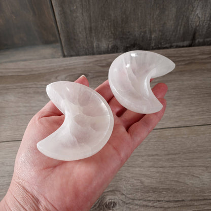 Selenite Heart & Moon Bowls | Crystal Charging Dish