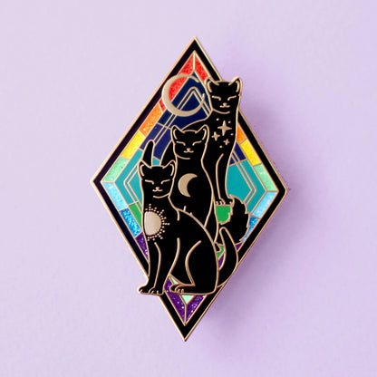 Rainbow Cats Enamel Pin | Art Nouveau Cat Pin