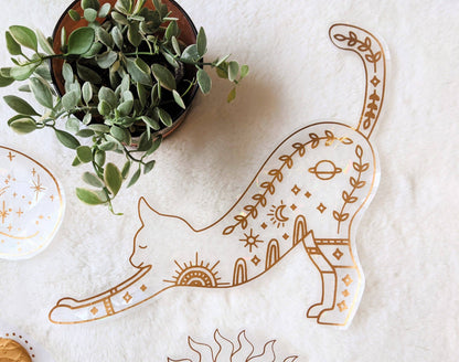 Celestial Cat Rainbow Suncatcher | Reusable Window Cling