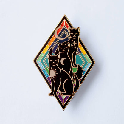 Rainbow Cats Enamel Pin | Art Nouveau Cat Pin