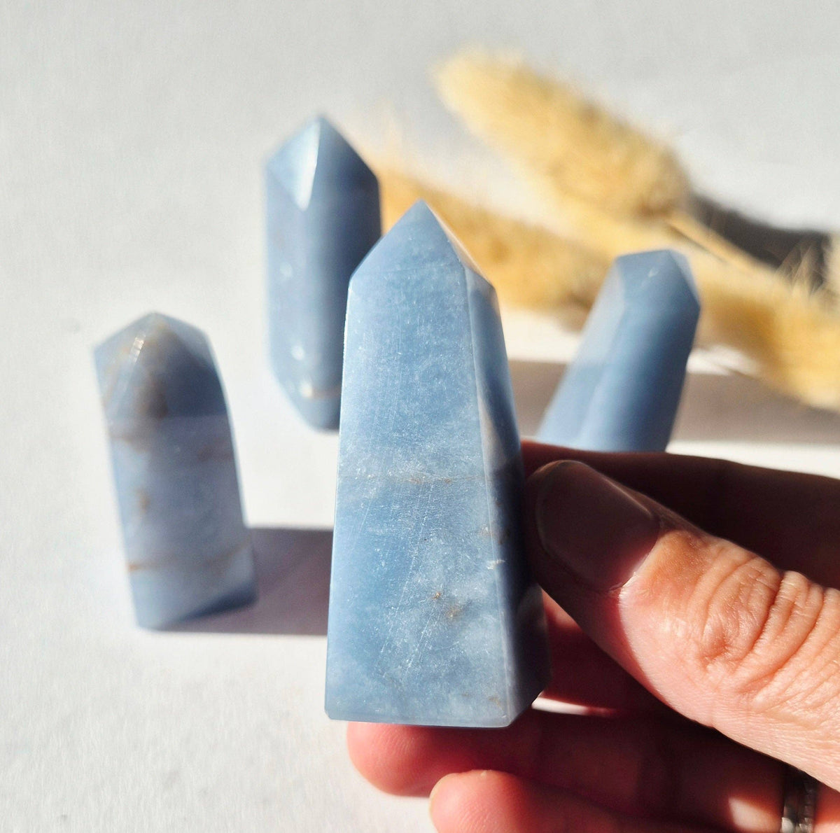 Angelite Tower 5–7 cm | High Quality Gemstone Obelisk