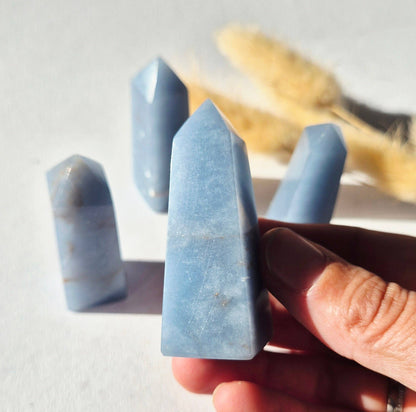 Angelite Tower 5–7 cm | High Quality Gemstone Obelisk