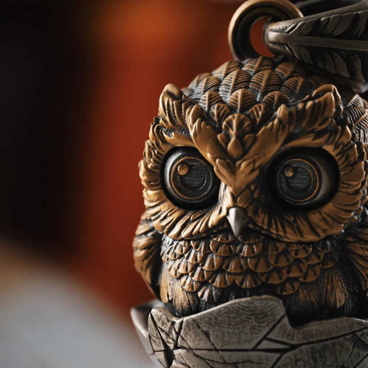 Owl Fidget Pendant | Brass & White Bronze | Coppertist.Wu