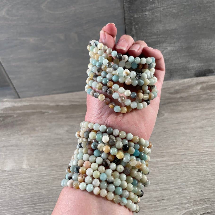Gemstone Beaded Stretch Bracelet | 6mm Crystal Beads