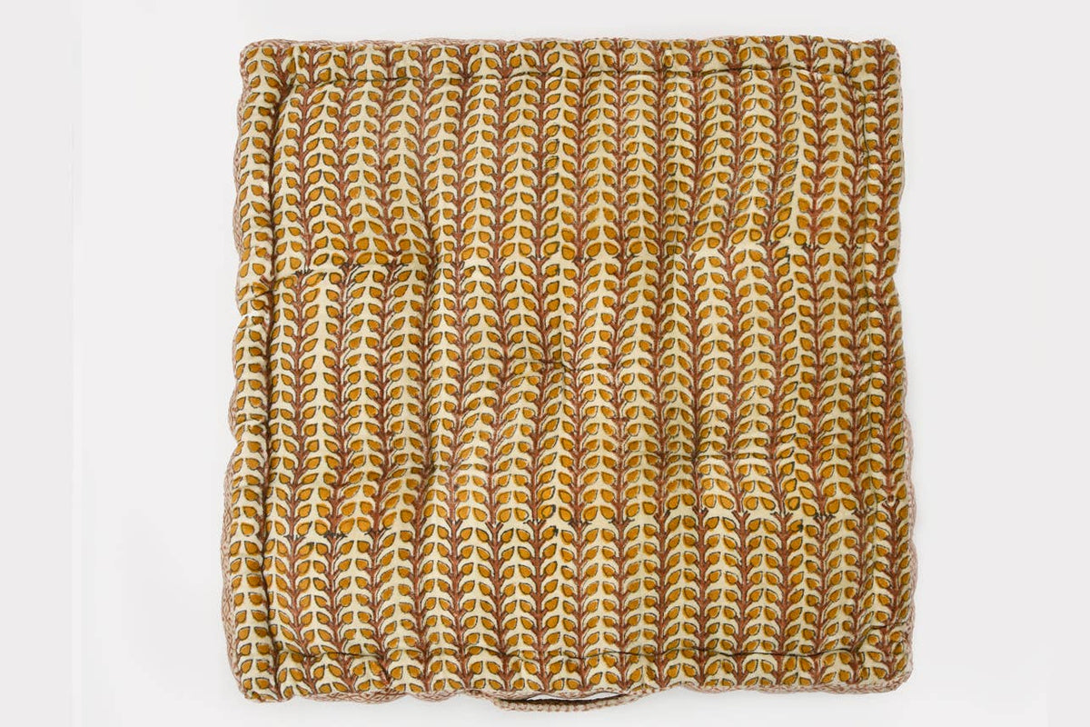Block Print Square Meditation Cushion | Jaipur Velvet Craft