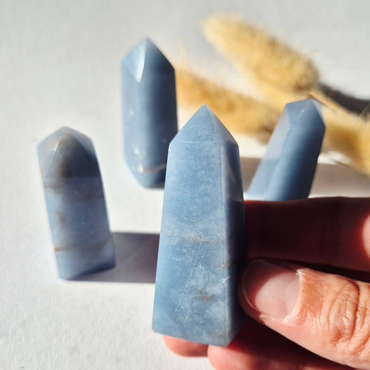 Angelite Tower 5–7 cm | High Quality Gemstone Obelisk
