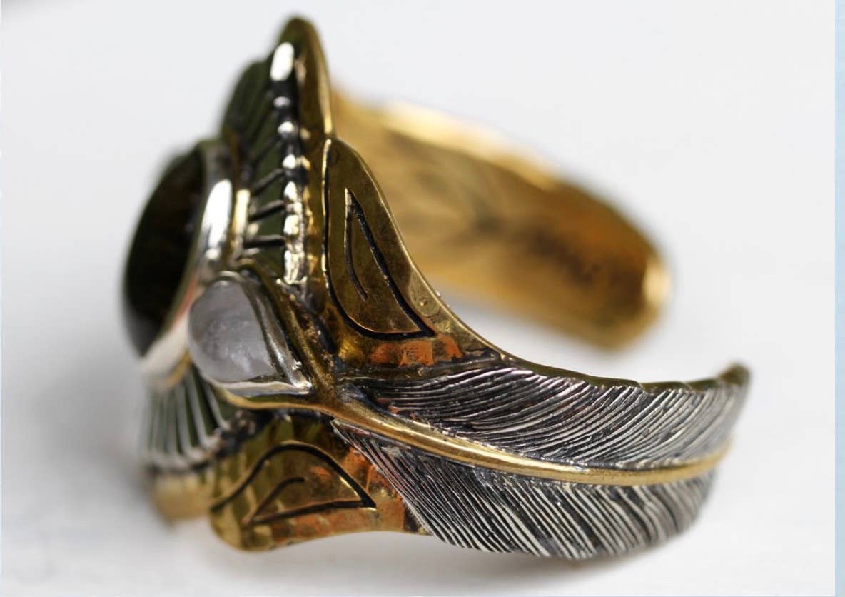 Rebirth Cuff | Moonstone, Sterling Silver & Brass | Bahgsu Jewels