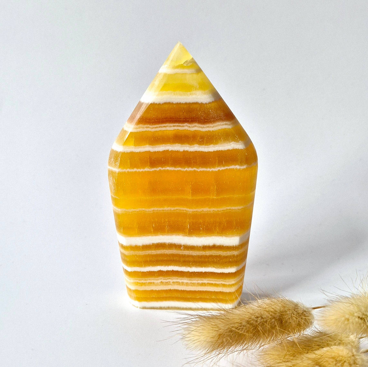 Yellow Calcite Teardrop Flame | Polished Crystal for Confidence