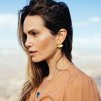 Sunbeam Stud | Larimar, Sterling Silver | Bahgsu Jewels