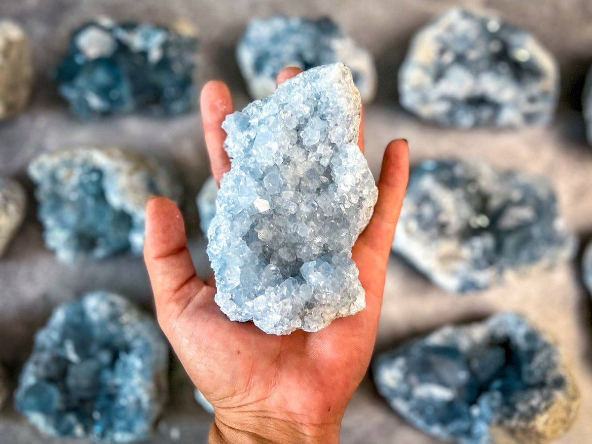 Celestite Clusters | Natural Blue Celestite Crystal Specimens