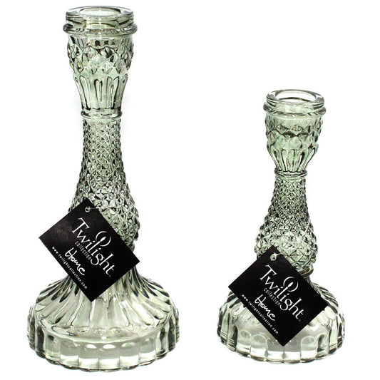 Bella Candle Holder | Green Glass & Elevated Form