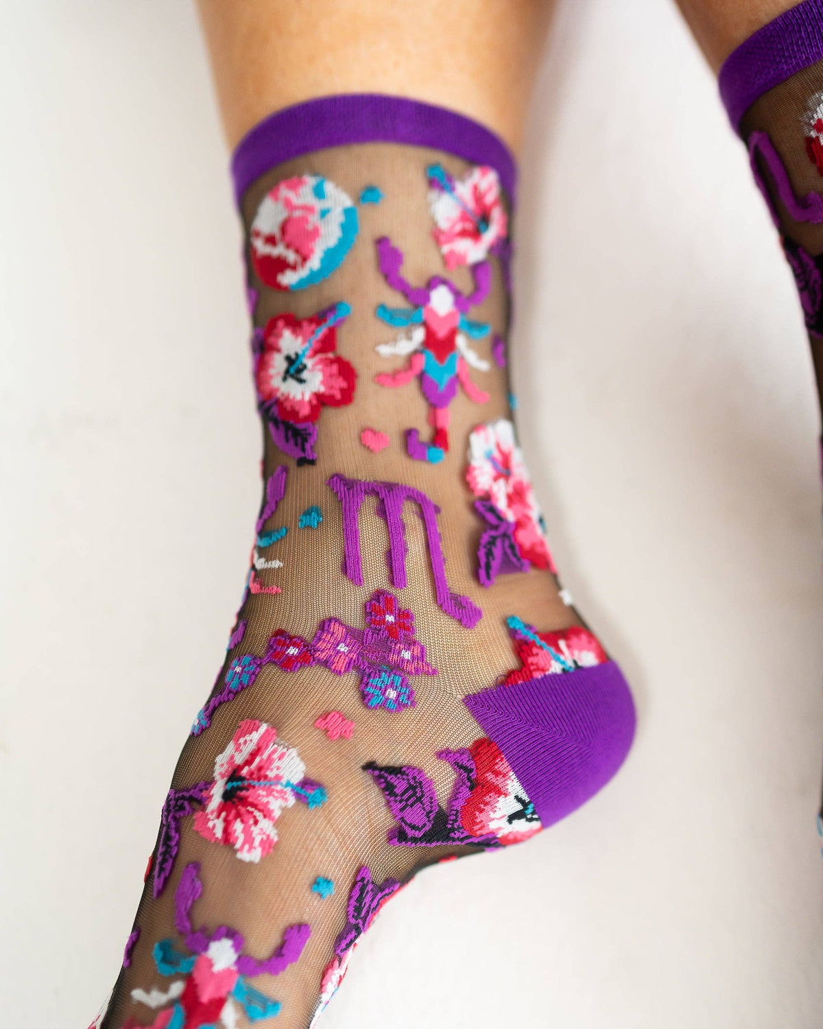 Scorpio Zodiac Black Sheer Crew Sock **