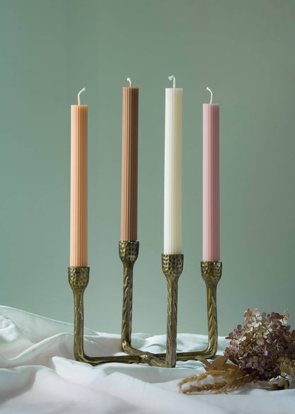 Ribbed Taper Candle | Beeswax & Soy Blend