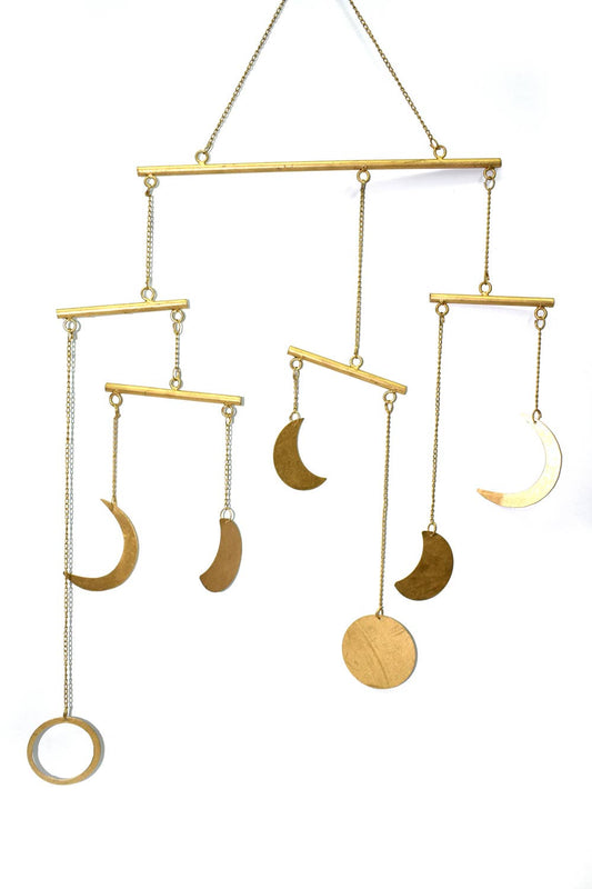 Moon Phase Mobile | Gold Lunar Hanging Decor