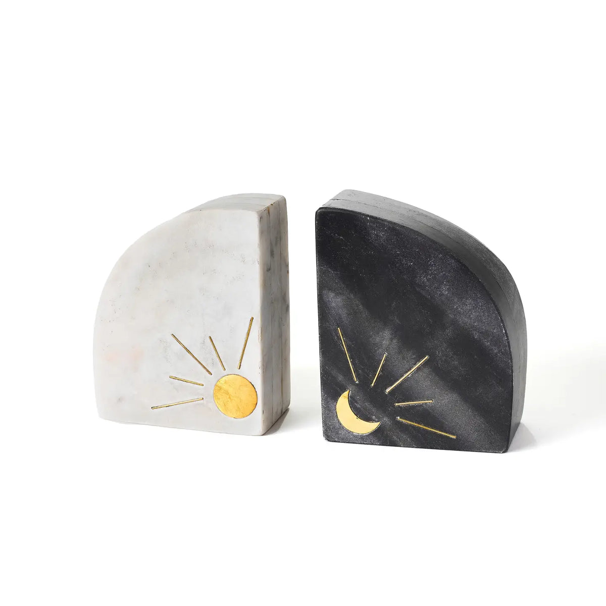 Indukala Sun & Moon Bookends | Marble Celestial Bookends