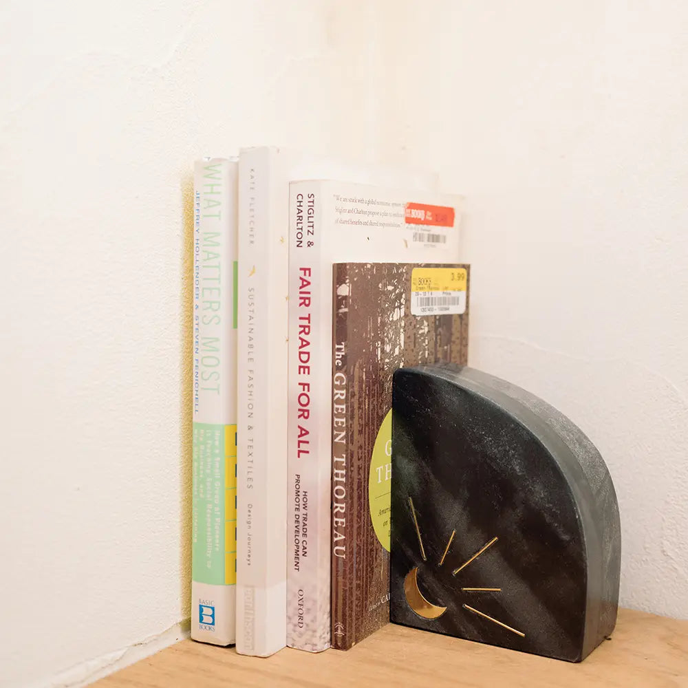 Indukala Sun & Moon Bookends | Marble Celestial Bookends