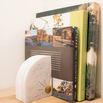 Indukala Sun & Moon Bookends | Marble Celestial Bookends