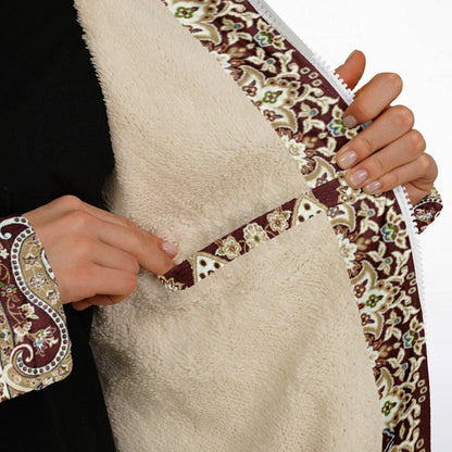 Classic Red Persian Carpet Zipper Cloak | Recycled Performance Fleece | Manifestie