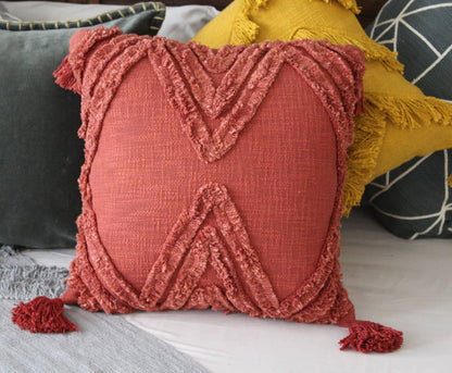 July Textured Pillow | Rust Geometric Cushion Cover