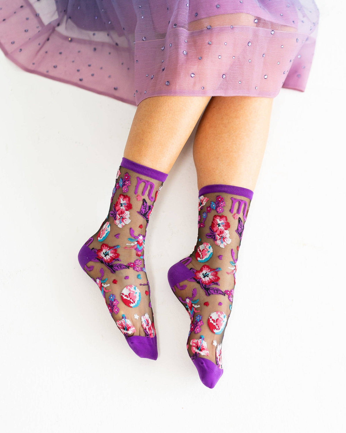 Scorpio Zodiac Black Sheer Crew Sock **