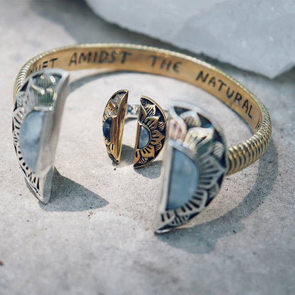 Natural Mystic Ring | Moonstone, Sterling Silver with Brass | Bahgsu Jewels