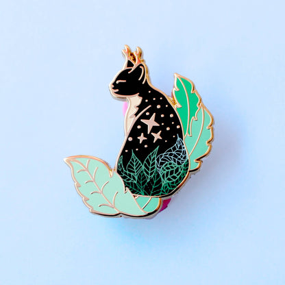 Earth Cat Enamel Pin | Elemental Cat Hard Enamel Pin