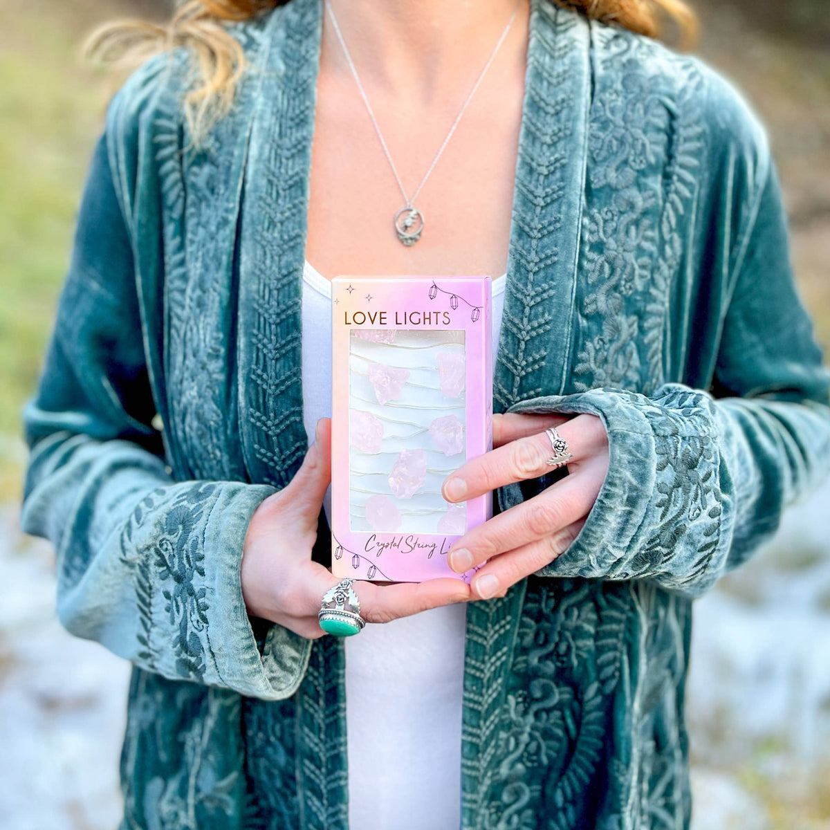 Rose Quartz Crystal String Lights | Ambient Crystal Lighting