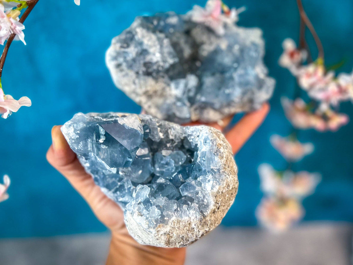 Celestite Clusters | Natural Blue Celestite Crystal Specimens