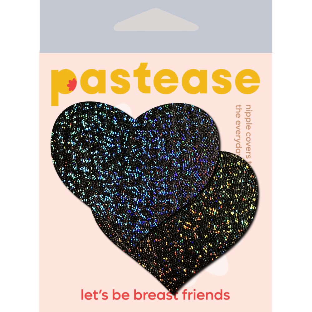 Black Glitter Heart Pasties | Festival Body Embellishment